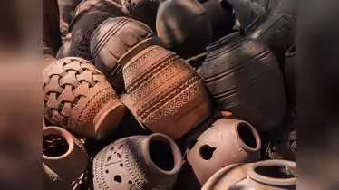 Clay vessels drying in the sun